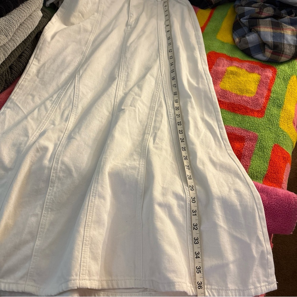 Marks And Spencer Denim Maxi A-line Skirt Sz 6 UK 10 Ecru White Maxi Cotton M&S - Picture 7 of 7